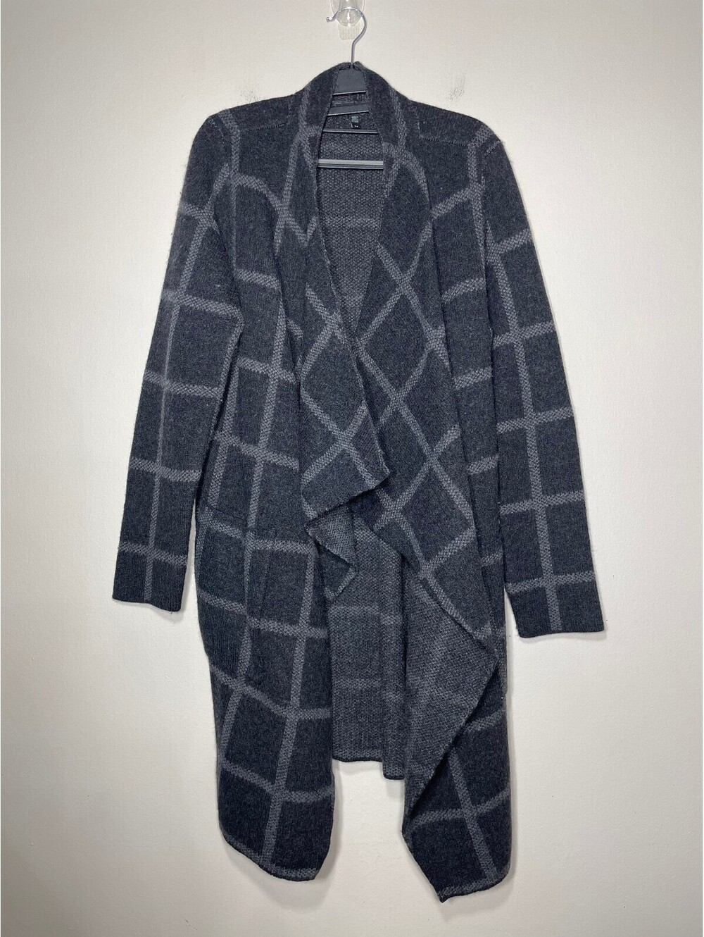 Eileen Fisher Charcoal Merino Wool Cascading Shacket Sz S